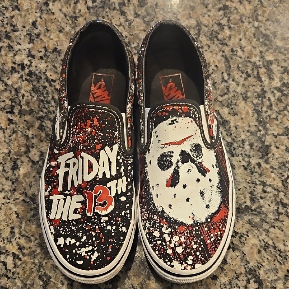 Vans Friday the 13th Black and Red Slip-On Sneakers